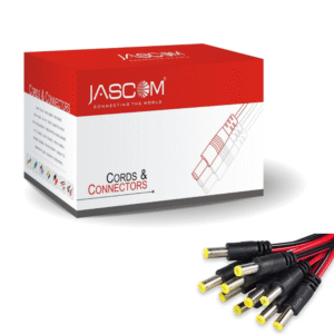 JASCOM DC Pin Connector for CCTV Camera – 2.1mm Male Power Jack for 12V Adapter