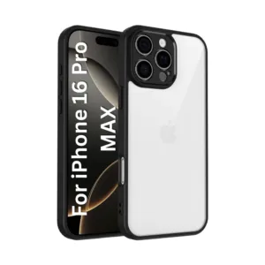 Apple iPhone 16 Pro Max Shockproof Clear Back Cover with Black Corners - Raised Camera Protection