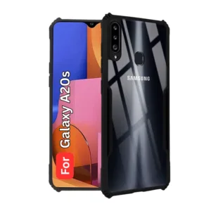 Samsung Galaxy A20s Shockproof Clear Back Cover with Black Corners - Raised Camera Protection