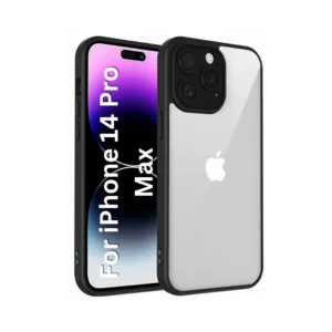 Apple iPhone 14 Pro Max Shockproof Clear Back Cover with Black Corners - Raised Camera Protection