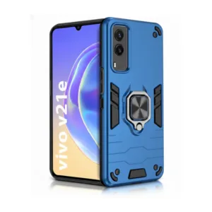 Vivo Vivo V21 E 5G Back Cover with Rotating Ring Holder Stand - Shockproof Mobile Case (Blue)