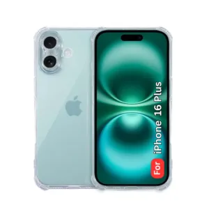 Apple iPhone 16 Plus Clear Shockproof Back Cover - Airbag Corners, Raised Camera Protection - Design 2
