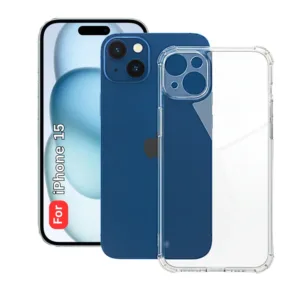 Apple iPhone 15 Clear Shockproof Back Cover - Airbag Corners, Raised Camera Protection