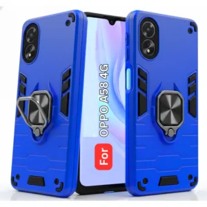 Oppo A58 4G Back Cover with Rotating Ring Holder Stand - Shockproof Mobile Case (Blue)