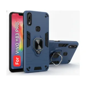 Vivo Y83 Pro Back Cover with Rotating Ring Holder Stand - Shockproof Mobile Case (Grey)