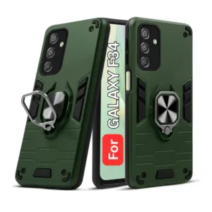 Samsung Galaxy F34 Back Cover with Rotating Ring Holder Stand - Shockproof Mobile Case (Green)