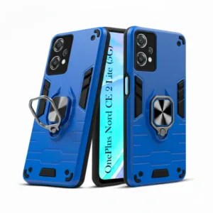OnePlus Ce 2 Lite Back Cover with Rotating Ring Holder Stand - Shockproof Mobile Case (Blue)