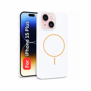 Apple iPhone 15 Plus Hard Back Cover with MagSafe Support - Shockproof Mobile Case (White)