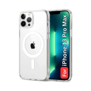 Apple iPhone 13 Pro Max Clear Back Cover with MagSafe Support - Shockproof, Wireless Charging Compatible - Design 1