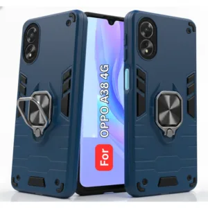 Oppo A38 4G Back Cover with Rotating Ring Holder Stand - Shockproof Mobile Case (Grey)