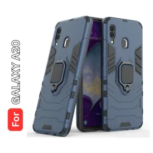 Samsung Galaxy A20 Back Cover with Rotating Ring Holder Stand - Shockproof Mobile Case (Gray)