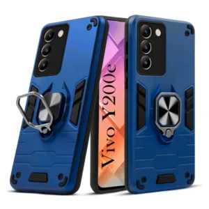 Vivo Y200e Back Cover with Rotating Ring Holder Stand - Shockproof Mobile Case (Blue)