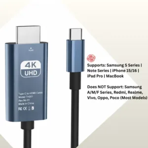 USB Type-C to HDMI Cable 4K UHD - Mobile to TV, Laptop to Monitor