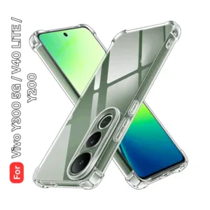 Vivo Y300 5G V40 Lite Y200 Clear Shockproof Back Cover - Airbag Corners, Raised Camera Protection