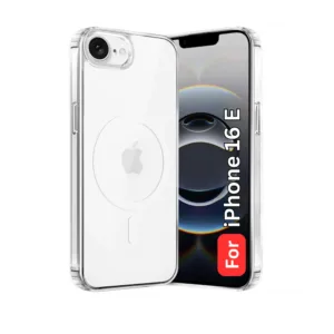 Apple iPhone 16E Clear Back Cover with MagSafe Support - Shockproof, Wireless Charging Compatible