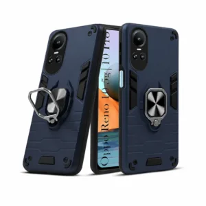 Oppo Reno 10 Back Cover with Rotating Ring Holder Stand - Shockproof Mobile Case (Gray)
