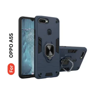 Oppo A5s Back Cover with Rotating Ring Holder Stand - Shockproof Mobile Case (Grey)