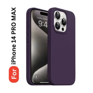 Apple iPhone 14 Pro Max Soft Silicone Back Cover - Anti-Slip, Water-Resistant Mobile Case (Purple)