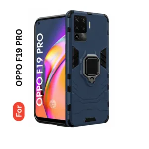 Oppo F19 Pro Back Cover with Rotating Ring Holder Stand - Shockproof Mobile Case (Grey)
