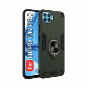 Oppo F17 Pro Back Cover with Rotating Ring Holder Stand - Shockproof Mobile Case (Green)