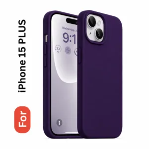 Apple iPhone 15 Plus Soft Silicone Back Cover - Anti-Slip, Water-Resistant Mobile Case (Purple)