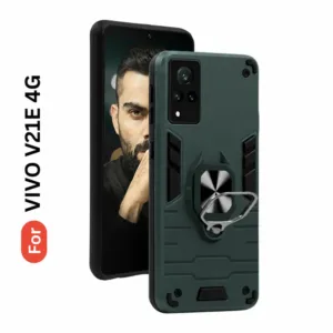 Vivo V21e 4G Back Cover with Rotating Ring Holder Stand - Shockproof Mobile Case (Green)