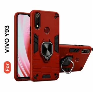 Vivo Y93 Back Cover with Rotating Ring Holder Stand - Shockproof Mobile Case (Red)