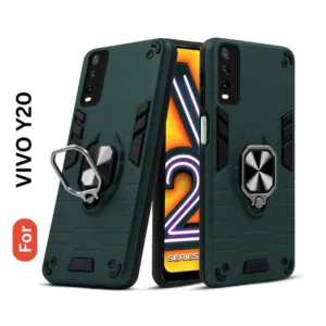 Vivo Y20 Back Cover with Rotating Ring Holder Stand - Shockproof Mobile Case (Green)