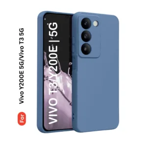 Vivo Y200e 5Gvivo T3 5G Soft Silicone Back Cover - Anti-Slip, Water-Resistant Mobile Case (Grey) - Design 1