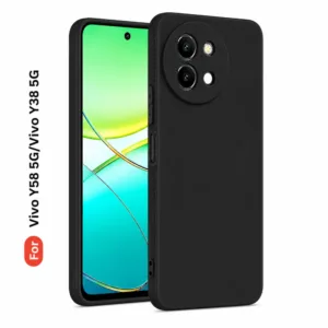 Vivo Y58 5Gvivo Y38 5G Soft Silicone Back Cover - Anti-Slip, Water-Resistant Mobile Case (Black)