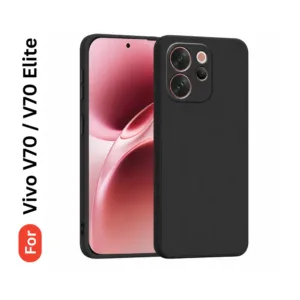 Vivo V70 V70 Elite Soft Silicone Back Cover - Anti-Slip, Water-Resistant Mobile Case (Black)