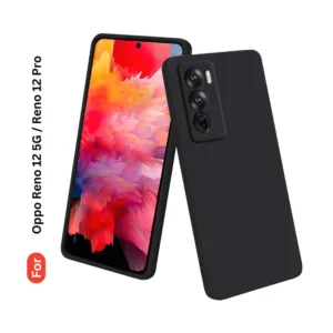 Oppo Reno 12 5G Reno 12 Pro Soft Silicone Back Cover - Anti-Slip, Water-Resistant Mobile Case (Black)