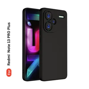 Redmi Note 13 Pro Plus Soft Silicone Back Cover - Anti-Slip, Water-Resistant Mobile Case (Black)