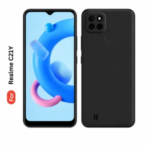 Realme C21y Soft Silicone Back Cover - Anti-Slip, Water-Resistant Mobile Case (Black)