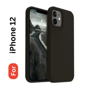 Apple iPhone 12 Soft Silicone Back Cover - Anti-Slip, Water-Resistant Mobile Case (Black)
