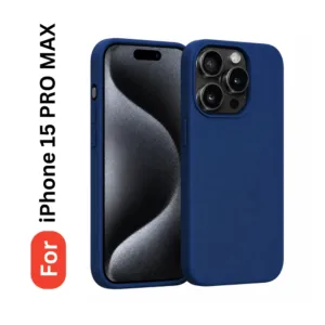 Apple iPhone 15 Pro Max Soft Silicone Back Cover - Anti-Slip, Water-Resistant Mobile Case (Blue)