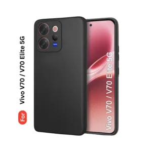Vivo V70 V70 Elite 5G Soft Silicone Back Cover - Anti-Slip, Water-Resistant Mobile Case (Black)