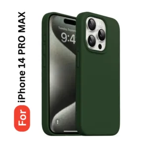 Apple iPhone 14 Pro Max Soft Silicone Back Cover - Anti-Slip, Water-Resistant Mobile Case (Green)