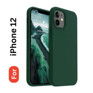 Apple iPhone 12 Soft Silicone Back Cover - Anti-Slip, Water-Resistant Mobile Case (Green)