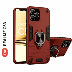 Realme C53 Back Cover with Rotating Ring Holder Stand - Shockproof Mobile Case (Red)