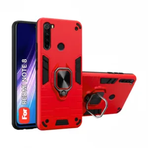 Redmi Note 8 Back Cover with Rotating Ring Holder Stand - Shockproof Mobile Case (Red)