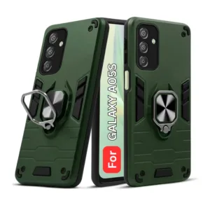 Samsung Galaxy A05s Back Cover with Rotating Ring Holder Stand - Shockproof Mobile Case (Green)